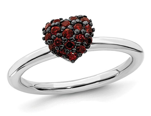 1/3 Carat (ctw) Garnet Promise Heart Ring in Sterling Silver