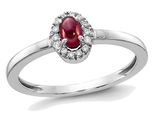 1/3 Carat (ctw) Natural Garnet Ring in 14K White Gold with Diamond Accents