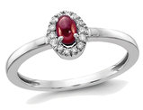 1/3 Carat (ctw) Natural Garnet Ring in 14K White Gold with Diamond Accents