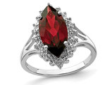 3.00 Carat (ctw) Red Garnet Marquise Ring in Sterling Silver