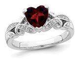 Garnet Promise Heart Ring 1.25 Carat (ctw) in Sterling Silver