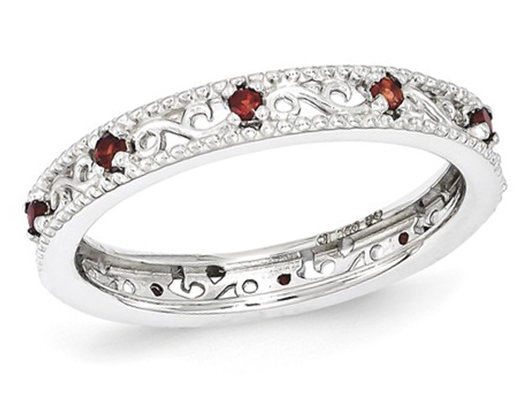 Garnet Eternity Band Ring 1/5 Carat (ctw) in Sterling Silver