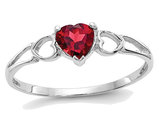 1/2 Carat (ctw) Natural Garnet Heart Promise Ring in 14K White Gold