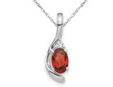 1/2 Carat (ctw) Garnet Drop Pendant Necklace in 14K White Gold with Chain