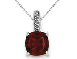 Natural Red Garnet 2.45 Carat (ctw) Dangling Pendant Necklace in Sterling Silver with Chain