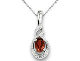 1/2 Carat (ctw) Garnet Drop Pendant Necklace in Sterling Silver with Chain