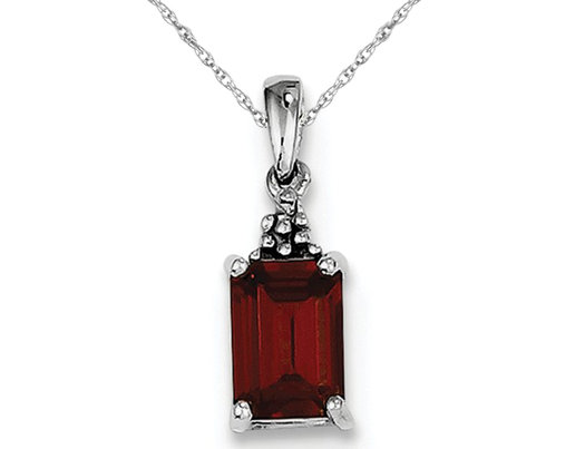 Natural Red Garnet 1.00 Carat (ctw) Pendant Necklace in Sterling Silver with Chain