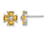 1.70 Carat (ctw) Citrine Flower Heart Post Earrings in Sterling Silver