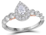 7/10 Carat (ctw G-H, SI2-I1) Pear Drop Cut Diamond Engagement Ring in 14K White Gold