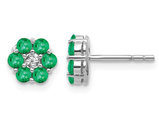 3/4 Carat (ctw) Emerald Halo Stud Earrings in 14K White Gold