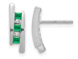 1/4 Carat (ctw) Green Emerald Stick Earrings in 14K White Gold