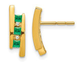 Natural Green Emerald Earrings 1/4 Carat (ctw) in 14K Yellow Gold