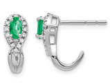 Natural Green Emerald J-Hoop Earrings 2/5 Carat (ctw) in 14K White Gold