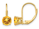 1.50 Carat (ctw) 6mm Natural Citrine Leverback Earrings in 14K Yellow Gold