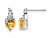 7/10 Carat (ctw) Citrine Heart Earrings in Sterling Silver