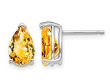 Natural Citrine 2.20 Carat (ctw) Tear Drop Solitaire Earrings in 14K White Gold