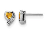 Citrine 1/3 Carat (ctw) Solitaire Heart Earrings in Sterling Silver