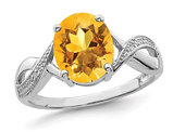  2.00 Carat (ctw) Oval Cut Citrine Ringin Sterling Silver