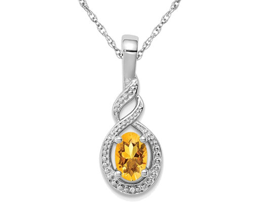2/5 Carat (ctw) Citrine Drop Pendant Necklace in Sterling Silver with Chain