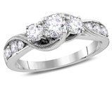 Three Stone Diamond Anniversary Engagement Ring 1.00 Carat (ctw) ColorG-H, Clarity I1) in 14K White Gold