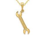 14K Yellow Gold Wrench Charm Pendant Necklace with Chain