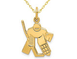 14K Yellow Gold Hockey Goalie Charm Pendant Necklace with Chain
