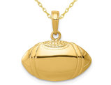 14K Yellow Gold Classic Football Charm Pendant Necklace with Chain