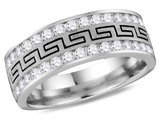 Men's 1/2 Carat (ctw H-I, I1) Diamond Greco Anniversary Wedding Band Ring in 14K White Gold