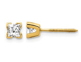 1/2 Carat (ctw I1, H-I) Princess Cut Diamond Solitaire Stud Earrings in 14K Yellow Gold