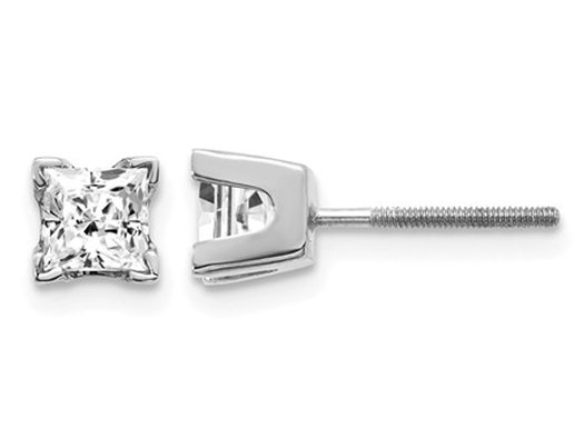 4/5 Carat (ctw SI2-I1, G-H-I) Princess Cut Diamond Solitaire Stud Earrings in 14K White Gold