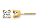 4/5 Carat (ctw I1, H-I) Princess Cut Diamond Solitaire Stud Earrings in 14K Yellow Gold with Screwbacks