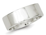 Ladies or Men's Comfort Fit 7mm Flat Wedding Band Ring in Sterling Silver