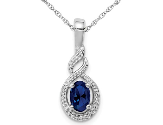 1/2 Carat (ctw) Lab Created Blue Sapphire Drop Pendant Necklace in Sterling Silver with Chain