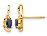 1/2 Carat (ctw) Natural Blue Sapphire Post Earrings in 14K Yellow Gold