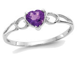 2/5 Carat (ctw) Amethyst Heart Promise Ring in 10K White Gold