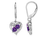 2/5 Carat (ctw) Amethyst Heart Earrings in Sterling Silver