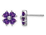 1.70 Carat (ctw) Amethyst Flower Earrings in Sterling Silver