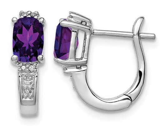 4/5 Carat (ctw) Amethyst Hoop Earrings in Sterling Silver