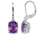 5.00 Carat (ctw) Natural Amethyst Drop Leverback Earrings in Sterling Silver