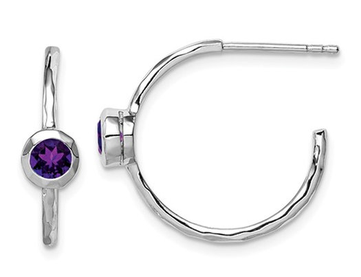 2/5 Carat (ctw) Amethyst Hoop Earrings in Sterling Silver