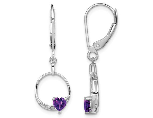 2/5 Carat (ctw) Amethyst Drop Heart Earrings in Sterling Silver