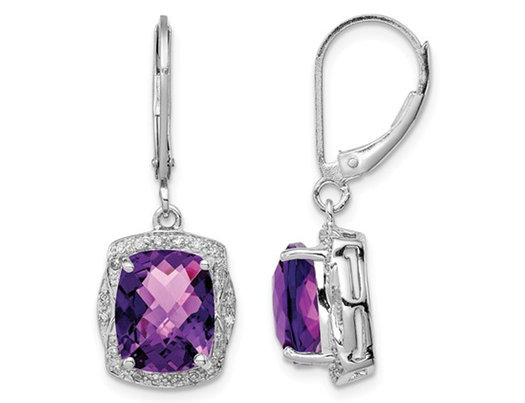 Natural Amethyst Diamond Tourmaline Yellow Gold Drop Earrings For Sale at  1stDibs