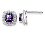 1.70 Carat (ctw) Amethyst Post Earrings in Sterling Silver