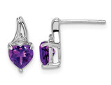 2/3 Carat (ctw) Amethyst Heart Post Earrings in Sterling Silver