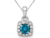 3/10 Carat (ctw) Blue & White Diamond Pendant Necklace in 14K White Gold with Chain