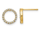 14K Yellow Gold Circle Post Earrings with Diamonds 1/7 Carat (ctw)