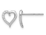 1/20 Carat (ctw) Diamond Heart Earrings in 14K White Gold