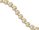 Two Tone 14K White and Yellow Gold Link Bracelet in Polished 14K Yellow Gold (7.50 Inches)