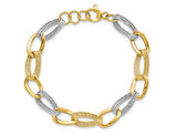 14K White and Yellow Gold Link Bracelet in Polished 14K Yellow Gold (8.00 Inches)