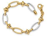 14K White and Yellow Gold Polished Link Bracelet (7.75 Inches)